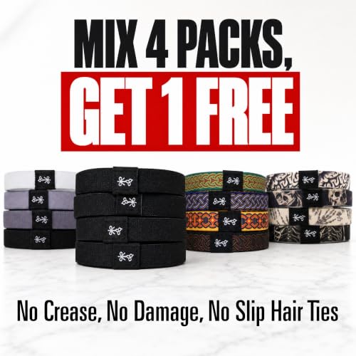 Hair Ties for Men - No-Break Elastic Bands, 4 Pack