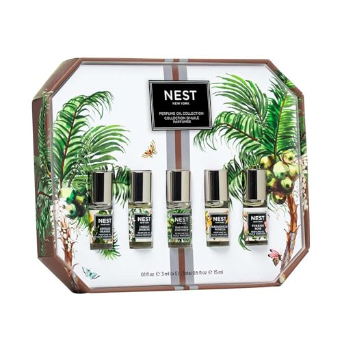 NEST New York Perfume Oil Discovery Set - Includes Balinese Coconut, Turkish Rose, Seville Orange, Indian Jasmine & Madagascar Vanilla - Vegan & Cruelty Free