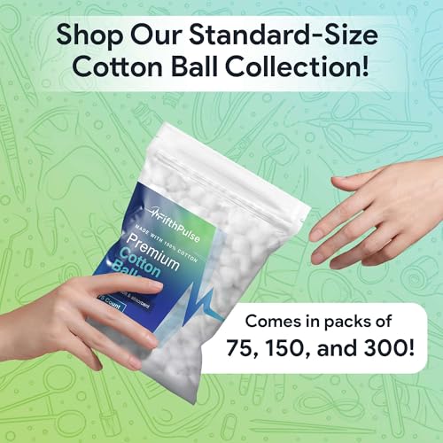 FifthPulse Premium Jumbo Cotton Balls - 100% Soft Cotton, 150 Count
