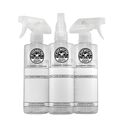 Chemical Guys 16 oz Secondary Dilution Bottle with Sprayer (3 Pack) – Clear Plastic