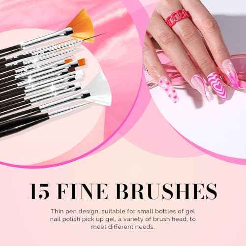 MelodySusie 31Pcs Nail Art Brushes Nail Art Tool Set,Nail Dotting Tools Striping Nail Art Brushes for Liner Brushes Nail Drawing Pen For Nail Design for Home and Salon Use