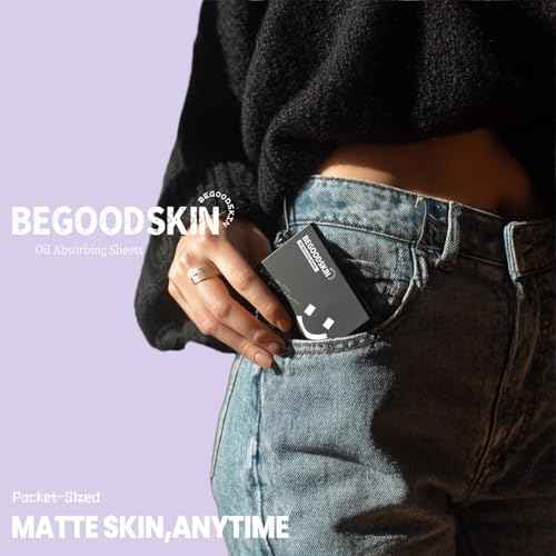 Oil Absorbing Sheets with Mirror & Puff, Natural Oil Control Film, Blotting Paper for Face & Hair, Makeup Friendly, Shine Control for Oily Skin, Matte Finish, 100 Sheets