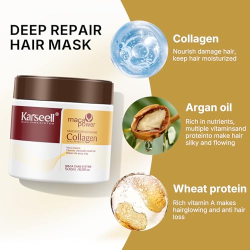Karseell Collagen Hair Mask Twin Pack 2x500ml for Dry Damaged Hair