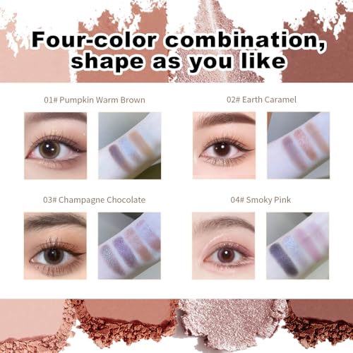 4-Color Cool Neutral Eyeshadow Palette Matte & Shimmer