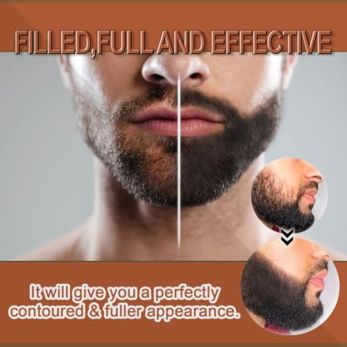 Black Beard Pencil Filler for Men - 2 PCS Beard Pen, 4-fork Tip Beard Styling Pen - Beard, Moustache & Eyebrows, Long Lasting Coverage Natural Finish, Waterproof Beard Pencil Kit for Father Male Gift