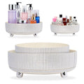 Rotating Bling Perfume Makeup Organizer, Rhinestone Cosmetic Display Cases with 2-Piece Set, 360¡Æ Spinning Bathroom Organizers for Countertop, Vanity Table | White