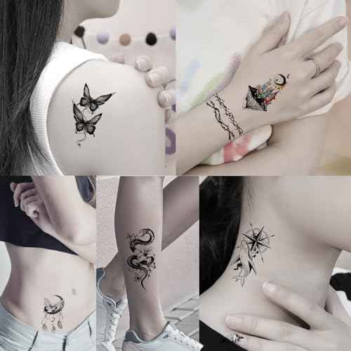 82 Sheets Halloween Temporary Tattoos, 3D Scary Lion Wolf Tiger Skull Skeleton Spider Fake Tattoos Stickers for Men Women Adults