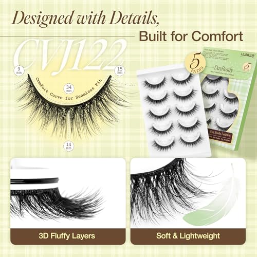 LASHVIEW Self Adhesive Eyelashes - Natural Cat Eye Press On Lashes