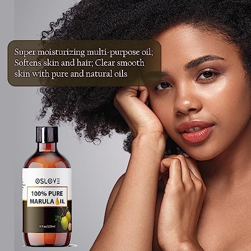 Oslove Organics 100% Pure Virgin Marula Oil 4oz Natural and Cold pressed | Use for skin and hair | Anti-aging and softening for skin