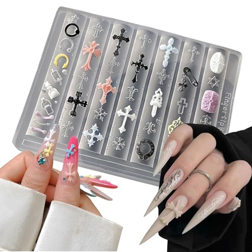 Silicone Cross Nail Art Molds for 3D Flower Designs