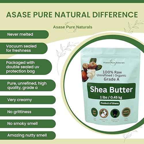 Asase Pure Naturals, Shea butter, 1 lbs, Raw, Unrefined, Grade A, Hand made, Ivory, Ghana Africa, Great for Hair, Skin, Nourish and moisturize, Body butter