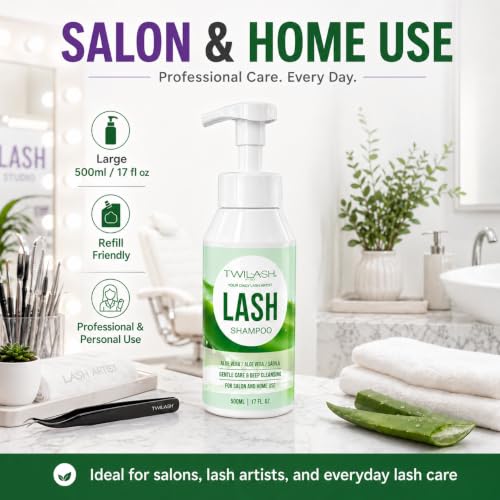 TWILASH Lash Shampoo 500ml - Gentle Foam Cleanser for Extensions