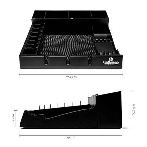 Gentlemen Republic Barber Station Organizer - Multi-Compartment Countertop Tray for Clippers, Trimmers & Other Tools Storage. Ideal for Busy Barbers and Stylists, Maximize Efficiency - Black