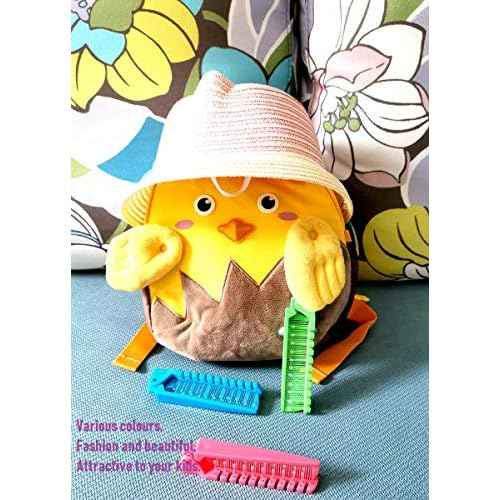 3pcs Hair Brush Set - Folding Travel Brush, Fine Tooth Pocket Comb, Massage Head & Baby Braiding Brush for Kids and Adults in Green/Pink/Blue