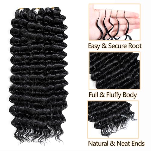 Feather Crochet Hair for Black Women - 18 Inch Deep Wave Braids