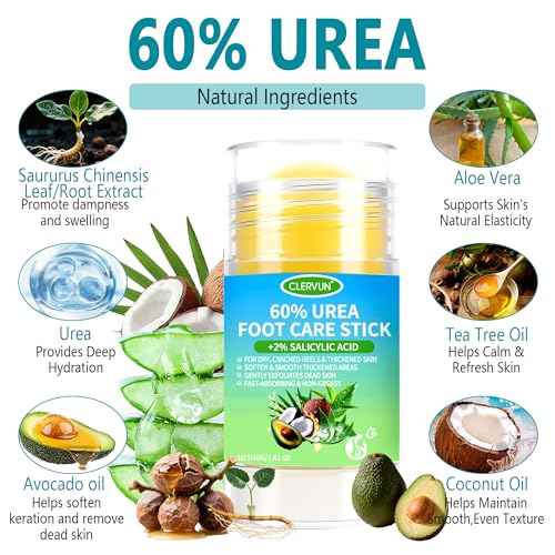 60% Urea Cream Stick with 2% Salicylic Acid, Anti-Cracking Foot & Hand Cream Moisturizer for Dry Cracked Heel Feet, Knee, Elbow, Foot Balm Stick for Callus Remover & Dead Skin Softener (1)