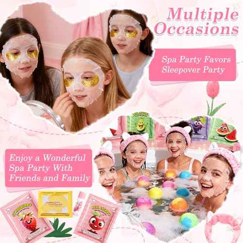 110PCS Spa Party Supplies for Girls,Spa Party Favors Include Lip Balm,Lip Mask,Foot Bath Bombs,Face Masks Skincare For Girls 10-12,Spa Birthday Sleepover Party Stocking Stuffers for Teens & Women