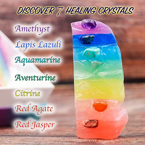 Crystal Chakra Soap Rock - Soap Bar - Jasmine Essential Oil Fragance - Natural Gemstones - Healing Energy - Fancy RockSoap - Moisturizing Skin - Scented Soap Gift for Women and Men