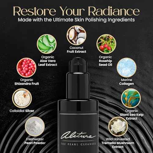 Alitura Pearl Facial Cleanser for Men & Women 100 ml ? Anti-Aging Face Wash with Marine Collagen, Sea Kelp & Organic Botanicals ? Hydrating Gentle Exfoliant for Clear, Smooth Skin ? 3.4 oz Travel Size