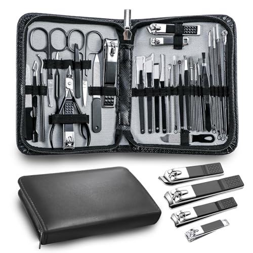 30-Piece Professional Manicure Pedicure Kit for Men - Travel Nail Care Set