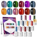modelones 15ML Cat Eye Gel Nail Polish Set, 12Pcs Glitter Pink Red Green Purple Blue Cateye Gel Polish Set with Magnet Sparkle Series Hema-free Gel Polish Kit Same Color Same Bottle Soak Off Nail Art
