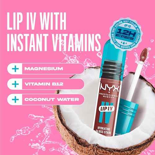 NYX Professional Makeup Lip IV Hydrating Glossy Lip Stain with 12HR Hydration - Hydra Honey (Brown)