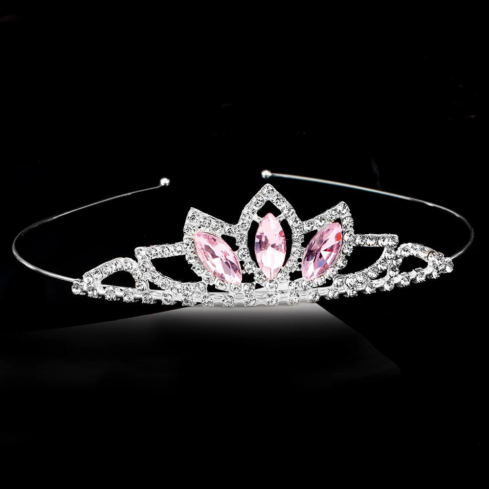 TOBATOBA Crystal Tiara Crown Princess Pink Tiara for Women Girls Mini Small Tiara Pageant Crown Wedding Tiara Birthday Prom Cosplay Halloween Costumes Women Hair Accessories