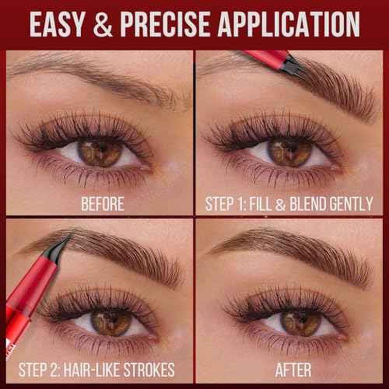 Vevivia Eyebrow Pencils for Women - Eyebrow Pen with Dual-Brush-Tip & Curved Tip for Natural Fuller-Looking Brows, Precise Hair-Like Strokes for All Brow Types, Last All-Day Brow Makeup, Dark Brown