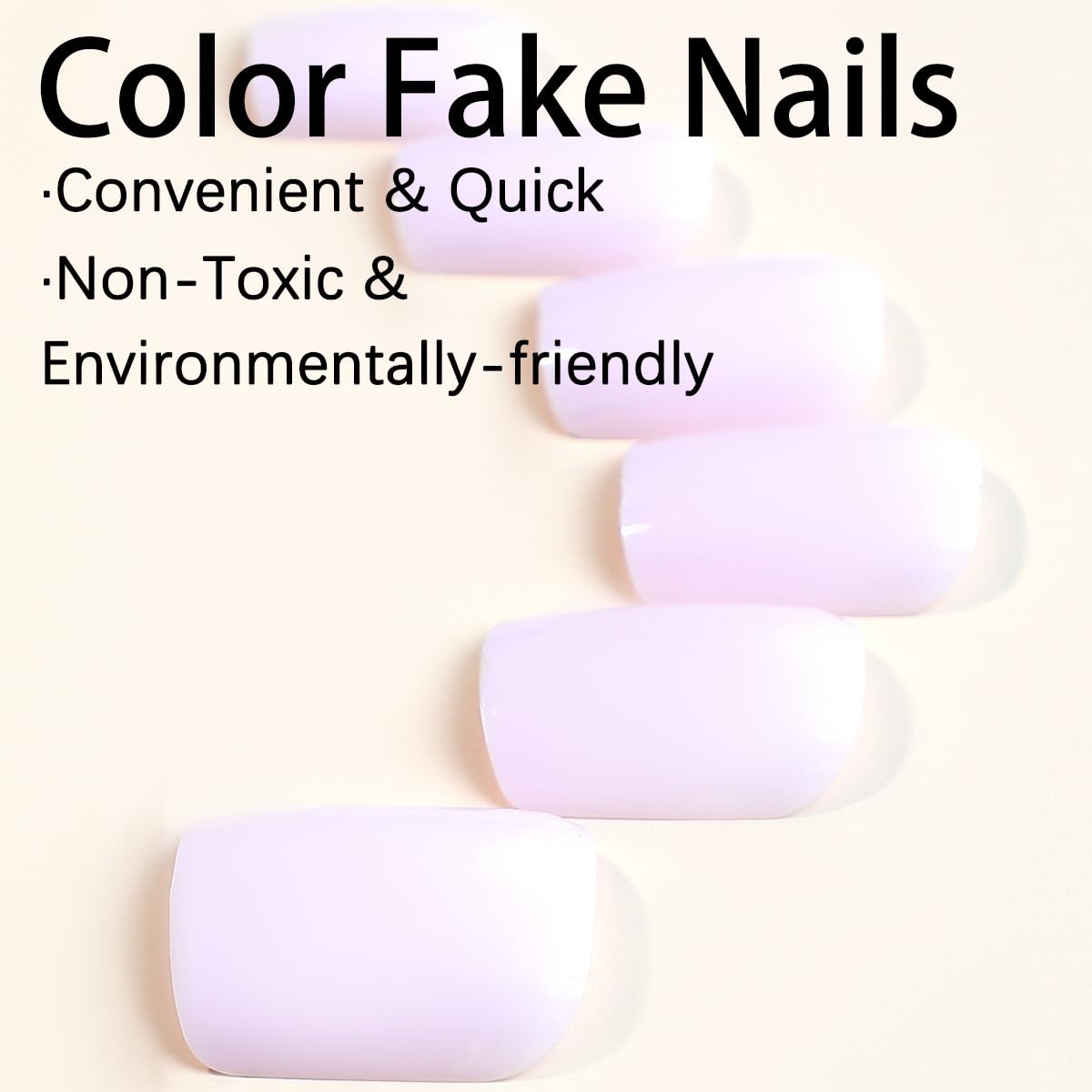 Light Purple Press on Nails Square Fake Nails Short Acrylic Glue on Nails Glossy Nude False Nails Solid Color Full Cover Artificial Stick on Nails for Women 24Pcs