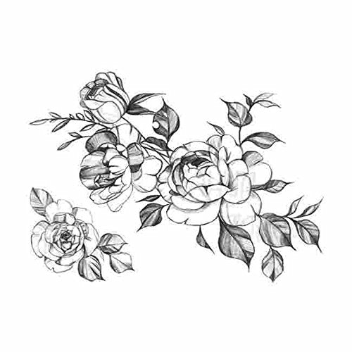 DaLin Temporary Tattoos - Black Rose Flowers 4 Sheets