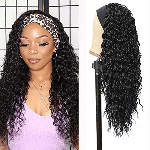 Curly Headband Wig 24" Glueless Heat Resistant Black Women