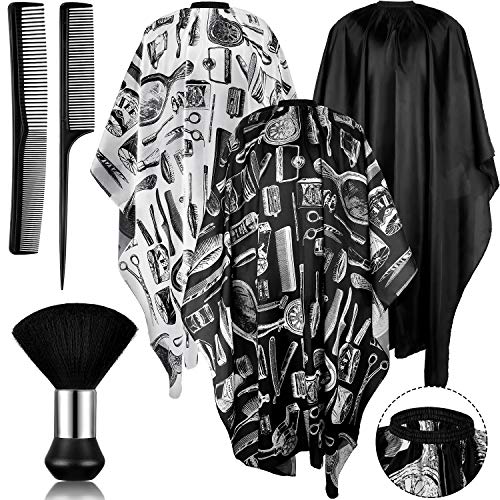 SATINIOR 6pc Professional Barber Capes with Neck Duster & Comb