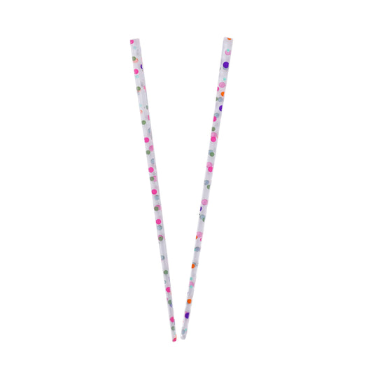 Set of Two ﻿Clear Polka Dot Hair Chopsticks for Women - Clear