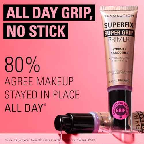 Revolution Beauty London, Superfix Grip Primer, Hydrating & Smoothing Face Primer for Makeup, Gel-Formula to Grip Look, Vegan & Cruelty-Free, 0.81 fl oz