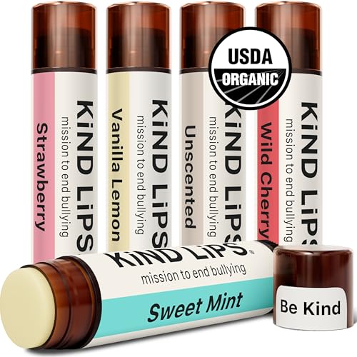 Kind Lips Organic Lip Balm Variety Pack Natural Moisturizing Lip Care Gift Set 5 Pack