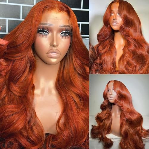 Ginger Orange 13x6 Body Wave Lace Front Wig 34" Human Hair
