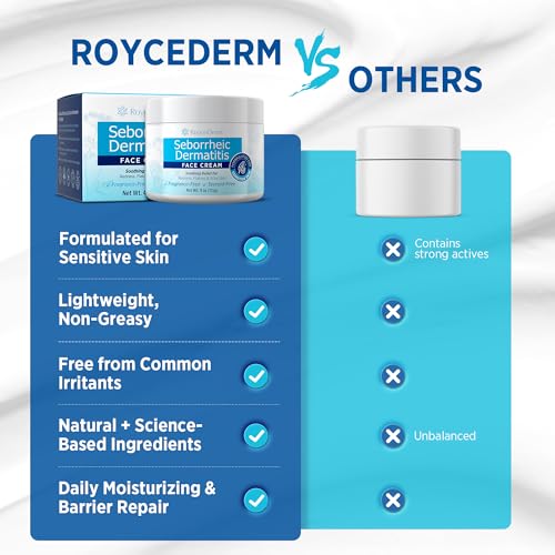 Roycederm Steroid-Free Face Cream for Seborrheic Dermatitis – Sensitive, Fragrance-Free Daily Moisturizer (4 oz) – Face, Scalp & Body - Variation: Face Cream