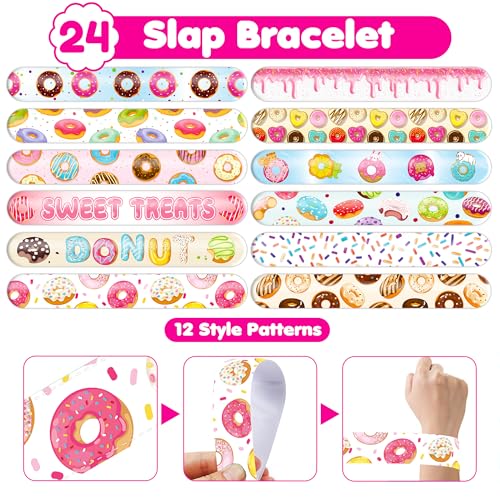48-Piece Donut Party Favor Bundle - Temporary Tattoos & Slap Bracelets
