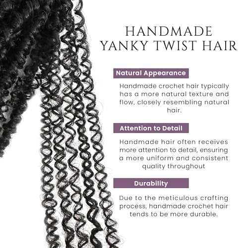 Yanky twists Premium Hand Made Yanky Twist Crochet Hair | 10 inches Black | Curly mini Spring Passion Twist | Short, Pre-Looped Crochet lightweight Braids | 5 Packs - Black