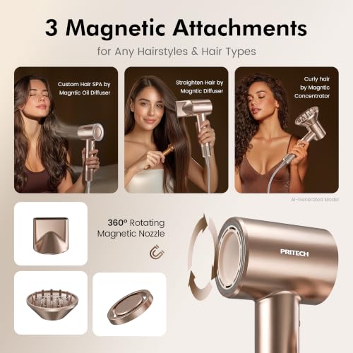 PRITECH Ionic Hair Dryer with Oil Infusion & Diffuser