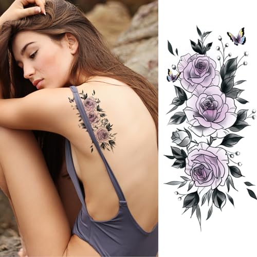 12 Sheet Large Flower Temporary Tattoo Sleeves for Women