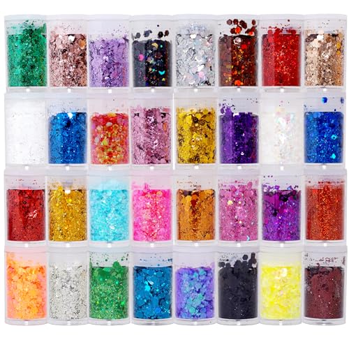 32-Pack Chunky & Fine Holographic Glitter Set