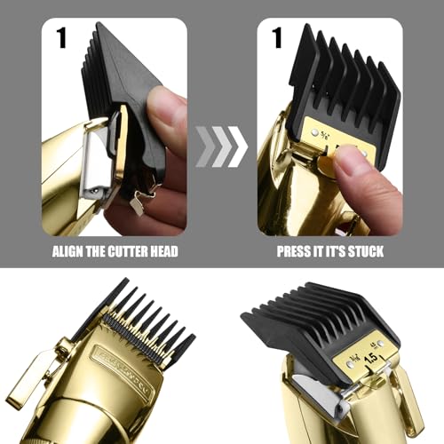 8 Premium Clipper Guards for BaBylissPRO Barberology FX870£¬FX890£¬FX825 and FX673 Clippers, Fit for Babyliss Clipper Guards with Metal Clip - Cutting Lengths 1/16-3/4 inch Attachment Combs Set