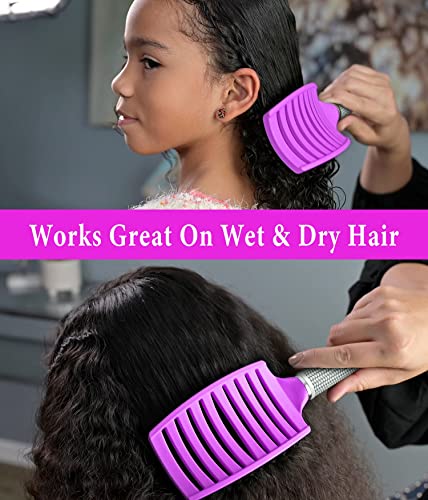 KTKUDY Purple Detangling Hair Brush for Women & Kids, Wet & Dry, All Hair Types