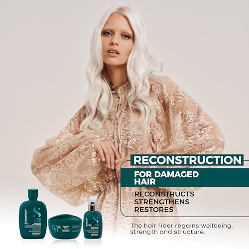 ALFAPARF MILANO Semi di Lino Reconstruction Bond Repair Hair Mask for Damaged Hair - Recommended for Fine Hair ? Hair Repair Mask - Restructures - Color Safe - Deep Conditioner - Vegan (6.88 oz)