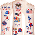 4th of July Tattoos Temporary for Kids Adults 20 Sheets 158PCS Fourth of July Party Favors Patriotic Stickers Independence Day Accessories American Flag Red White and Blue Decorations Party Supplies