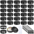 Lnrueg 100PCS Metal Round Tins, 2 oz Black Aluminum Tin Cans Containers with Screw Lid for Lotion Bars, Balms, Salve, Spices or Beard Balm, DIY Candle Making Jar
