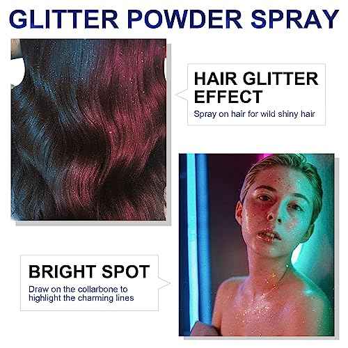 HANYWIL Body Glitter, Glitter Spray for Hair and Body, Spray, Hairspray Clothes, Long-Lasting Shimmer Suitable Stage, Festival Rave Makeup Prom 2.11 Fl Oz