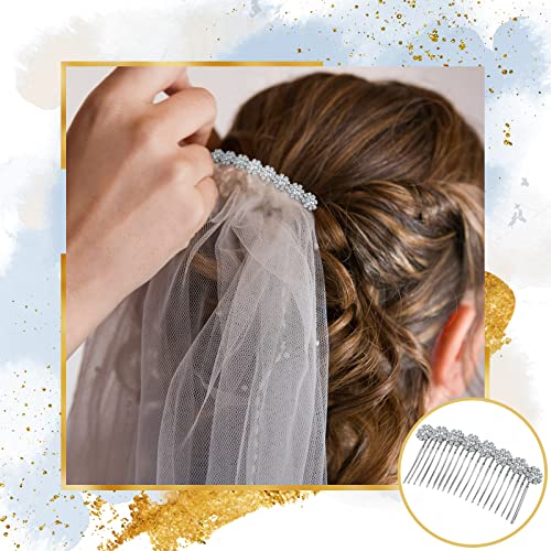 Geosar 4pc Alloy Rhinestone Hair Combs Wedding Bridal Silver Gold
