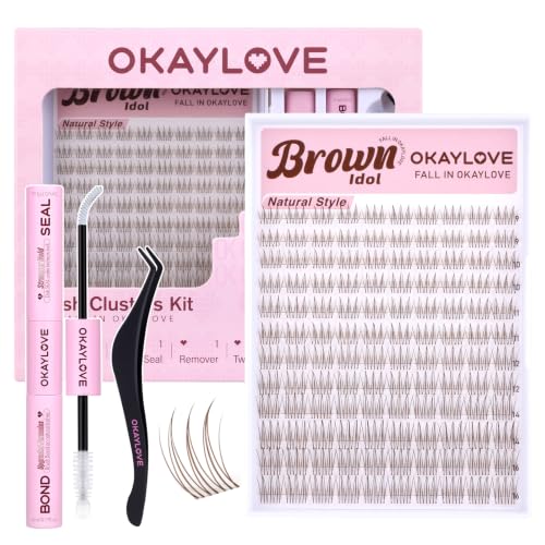 OKAYLOVE Brown Idol Eyelash Clusters Kit - 9-16mm Wispy Lashes